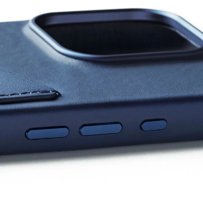 Mujjo Leather Wallet Case iPhone 16 Pro Max Blue