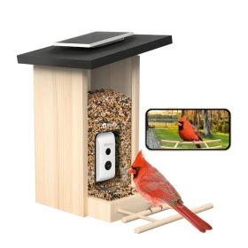 Birdfy Feeder Ebony Lite Smart Bird Feeder Solar Powered with Camera and AI Bird Recognition