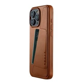 Mujjo Leather Wallet Case iPhone 16 Pro Max Brown