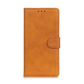 Casecentive Leather Wallet case with closure iPhone 13 Pro tan