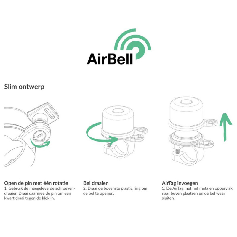 AirBell Bicycle Bell with AirTag Mount