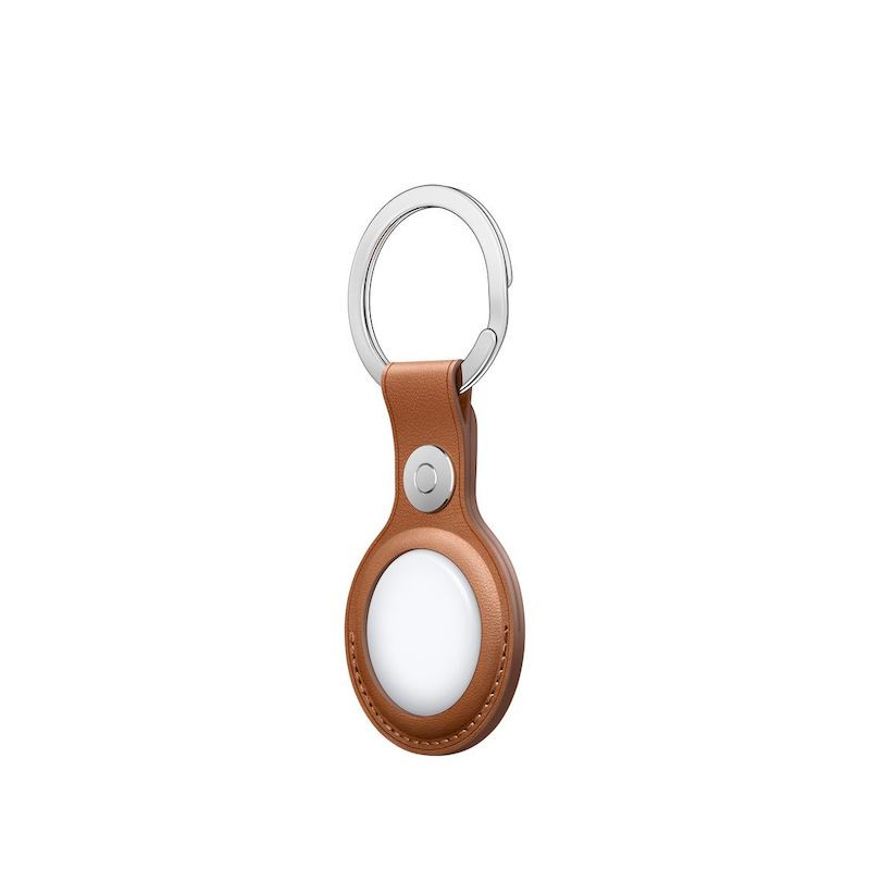 Apple AirTag Leather Key Ring saddle brown