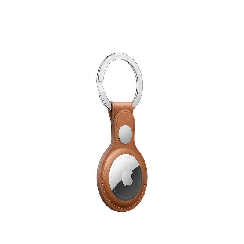 Apple AirTag Leather Key Ring saddle brown
