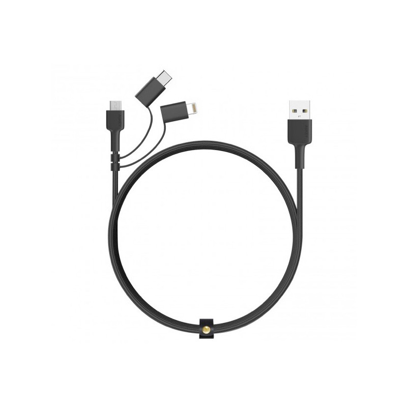 Aukey 3-in-1 kabel USB-A naar USB-C Micro USB en lightning 1.2m