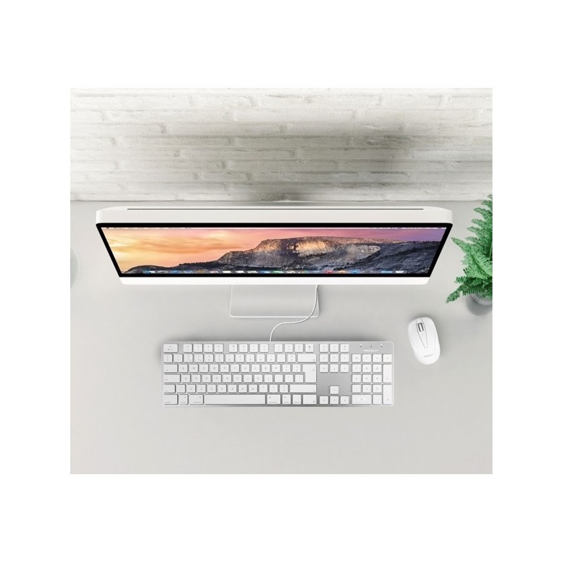 Macally Slim USB Keyboard UK white/aluminum 