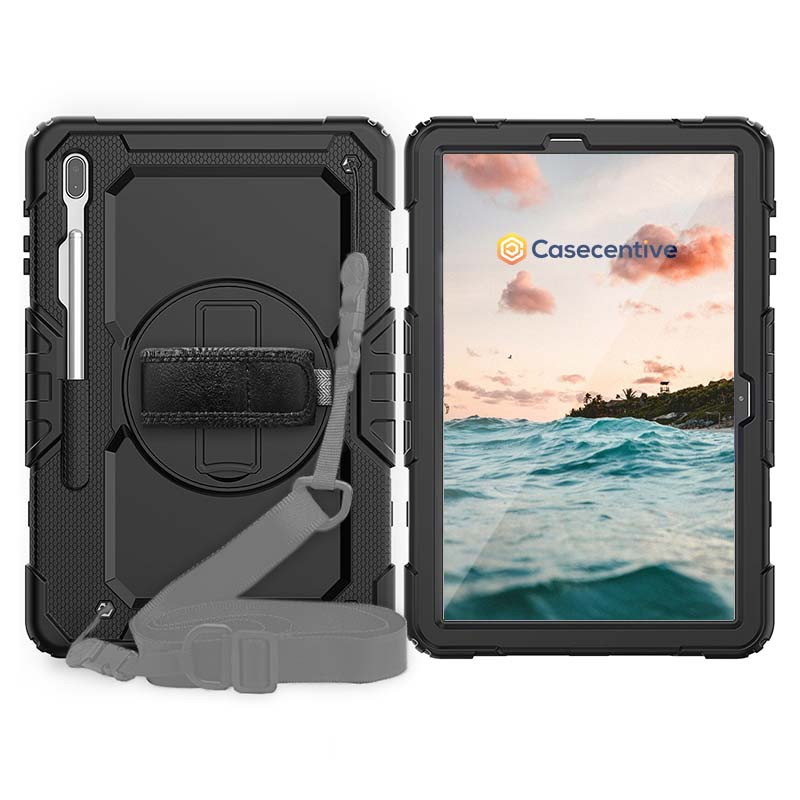 Casecentive Handstrap Pro Hardcase with strap Galaxy Tab S7 FE 2021 black