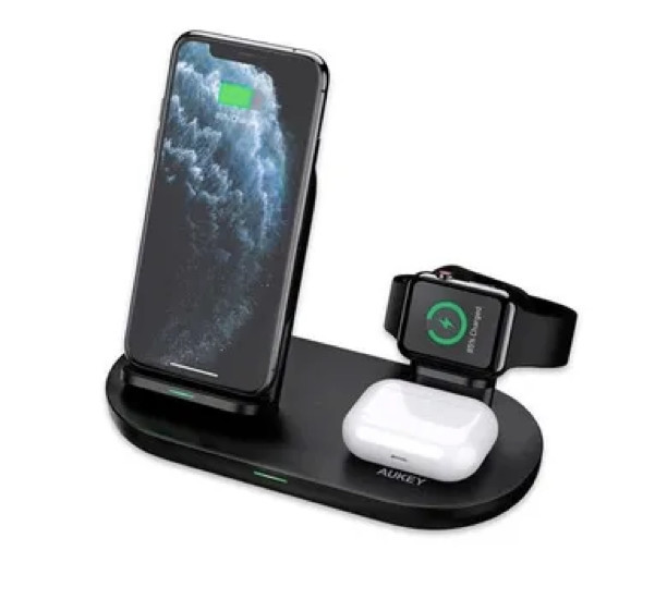 Aukey 3-in-1 Wireless Charging Station Black