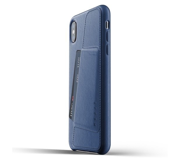 Mujjo Leather Wallet Case iPhone XS Max blauw