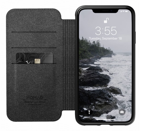 Nomad Rugged Case Folio Leather iPhone XS Max black