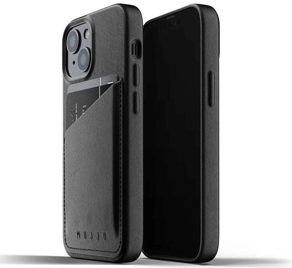 Mujjo Leather Wallet Case iPhone 13 black