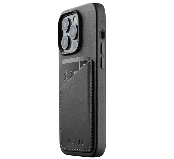 Mujjo Leather Wallet Case iPhone 14 Pro black