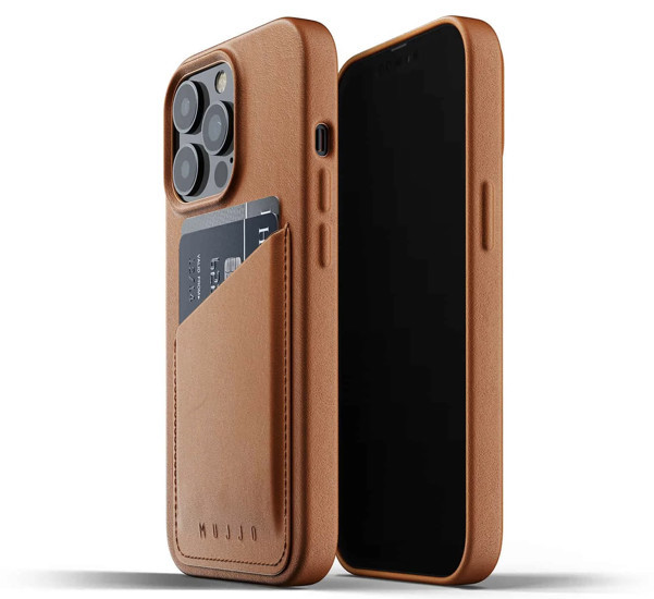 Mujjo Leather Wallet Case iPhone 13 Pro brown