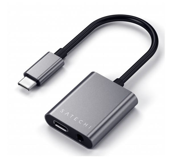 Satechi Aluminium Type-C to 3,5mm Headphone USB-C PD grijs