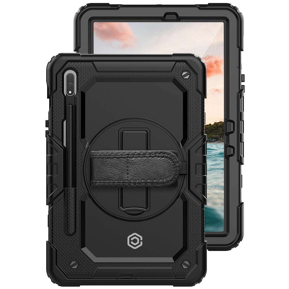 Casecentive Handstrap Pro Hardcase with strap Galaxy Tab S8 Ultra black