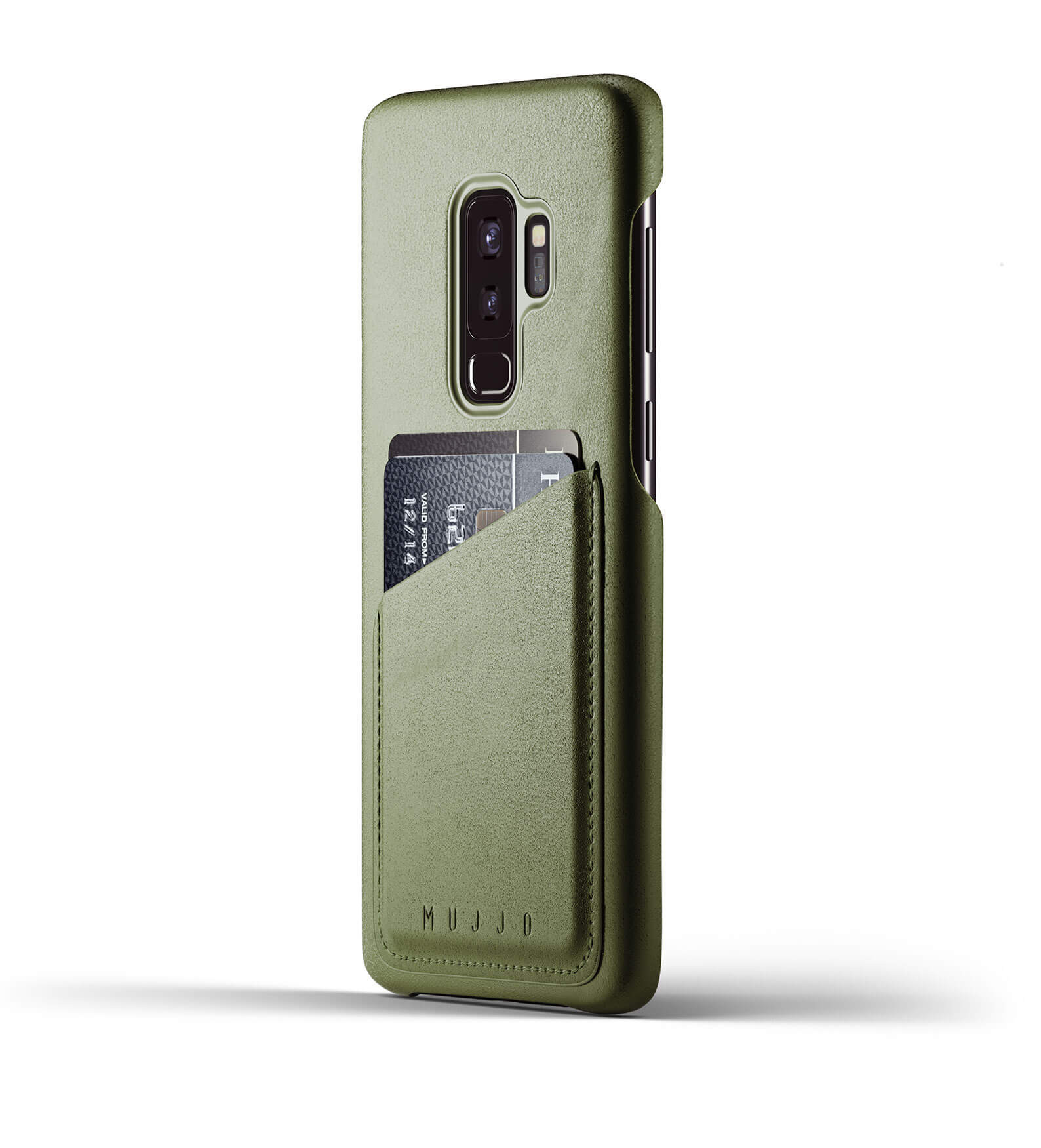 Mujjo Leather Wallet Case Galaxy S9 Plus groen