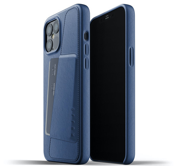 Mujjo Leather Wallet Case iPhone 12 Pro Max blauw