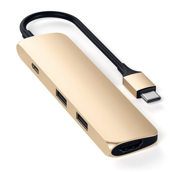 Satechi Type-C USB Passthrough HDMI Hub gold