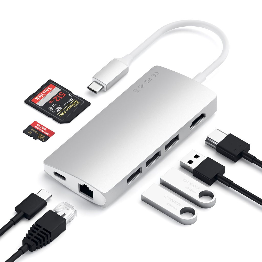 build analyse Reproducere Satechi USB-C Multi-Port Adapter 4K Ethernet V2 silver