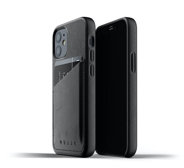 Mujjo Leather Wallet Case iPhone 12 Mini zwart