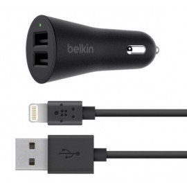 Belkin BOOST UP Autolader met 2 poorten Lightning-kabel 2.4A zwart