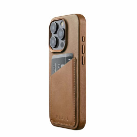 Mujjo Leather Wallet Case iPhone 15 Pro brown
