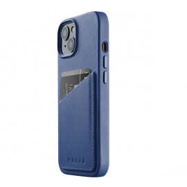 Mujjo Leather Wallet Case iPhone 14 / 15 blue