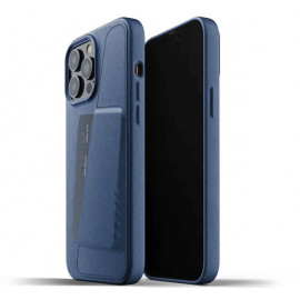 Mujjo Leather Wallet Case iPhone 13 Pro Max blue
