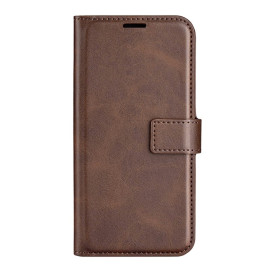 Casecentive Leather Wallet case with closure iPhone 15 Brown