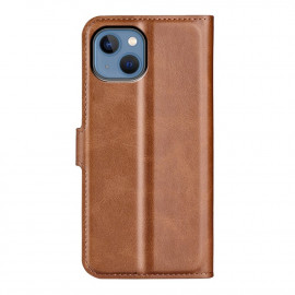 Casecentive Leather Wallet case with closure iPhone 14 brown