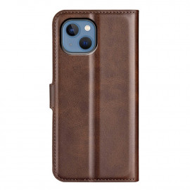 Casecentive Leather Wallet case with closure iPhone 14 dark brown