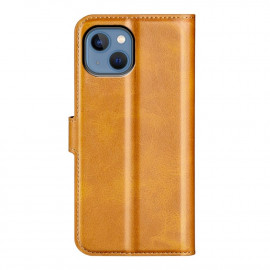 Casecentive Leather Wallet case with closure iPhone 14 Plus tan