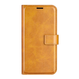 Casecentive Leather Wallet case with closure iPhone 15 tan