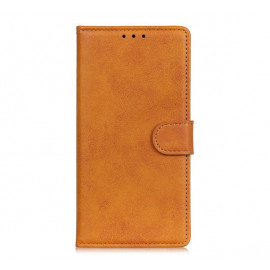 Casecentive Leather Wallet case with closure iPhone 13 Pro tan
