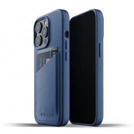 Mujjo Leather Wallet Case iPhone 13 Pro blue