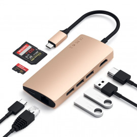 Satechi USB-C Multi-Port Adapter 4K Ethernet V2 gold