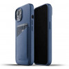 Mujjo Leather Wallet case iPhone 13 Mini blue