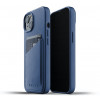 Mujjo Leather Wallet Case iPhone 13 blue
