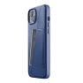 Mujjo Leather Wallet Case iPhone 14 / 15 Plus blue sticky