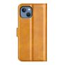 Casecentive Leather Wallet case with closure iPhone 14 Plus tan sticky