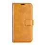Casecentive Leather Wallet case with closure iPhone 15 tan sticky