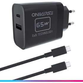 Oniverse AC Adapter Cable 65W USB C Switch 2 Black (1.5 metre)