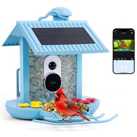 HiBirds Smart Bird Feeder with Camera - Bird Watching Camera with Solar Panels blue