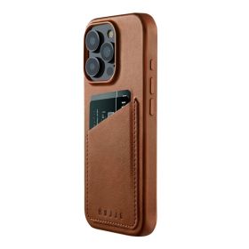 Mujjo Leather Wallet Case iPhone 16 Pro Brown