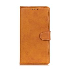 Casecentive Leather Wallet case with closure iPhone 13 tan