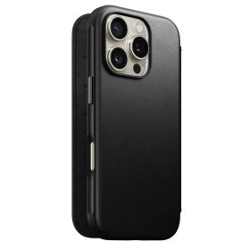 Nomad Modern Leather Folio iPhone 16 Pro Black
