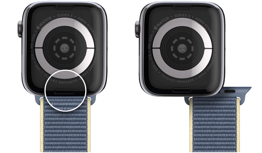How to change Apple Watch band — pressing the release button